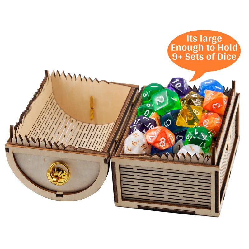 DND Mimic Chest Box Wood Laser Cut Dice Storage Case Perfect for Dungeons and Dragons, Board Game, Tabletop RPG