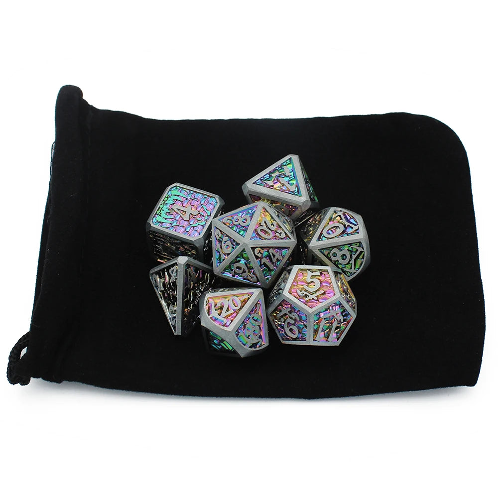 New Style 7 Pcs Galaxy Metal D&D Dice, Metal DND Dice, Polyhedral Metal Dice Set, for Role Playing Game Pathfinder