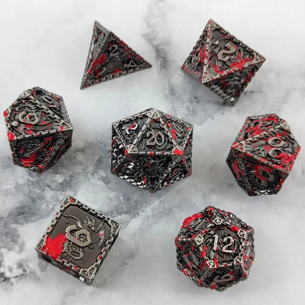 7pcs Dnd Dice Metal Dice For Dnd&Rpg D&D Dice 7 PCs DND Dice Polyhedral Dice Set for Role Playing Game MTG Pathfinder D20 D6 D4