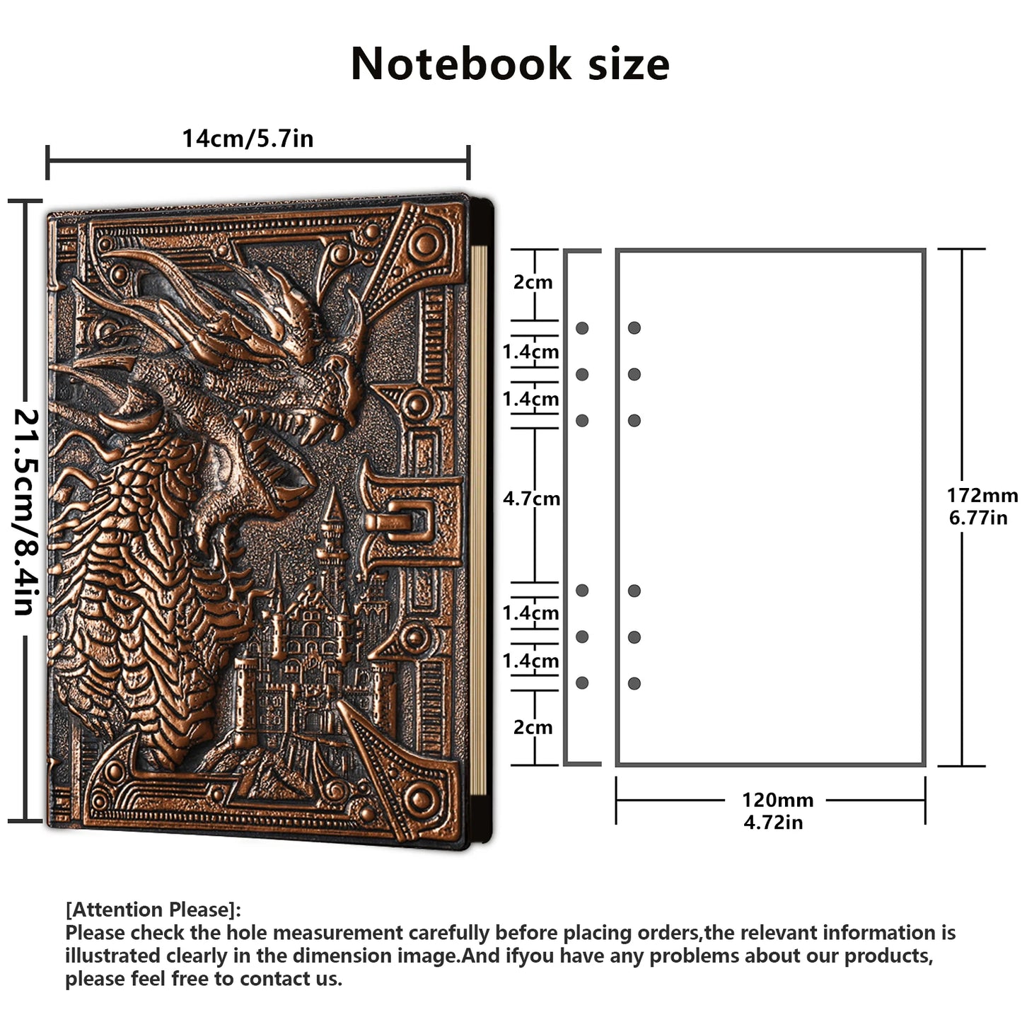 DND Campaign Journal with 3D Dragons Leather Cover - Dungeons and Dragons D&D accessories D and D RPG Notebook GM & Player