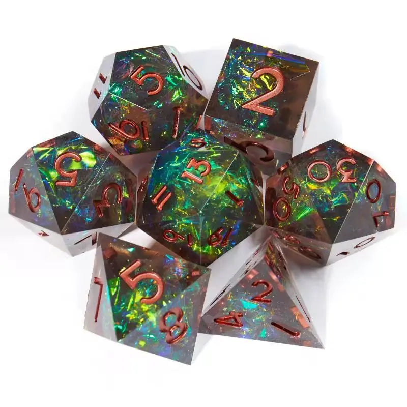 New Upscale Resin Transparent Sharp Corner Dnd dice set Polyhedral Dice rpg dice dados rol D4 D6 D8 D10 D12 D20 Game Dice Set