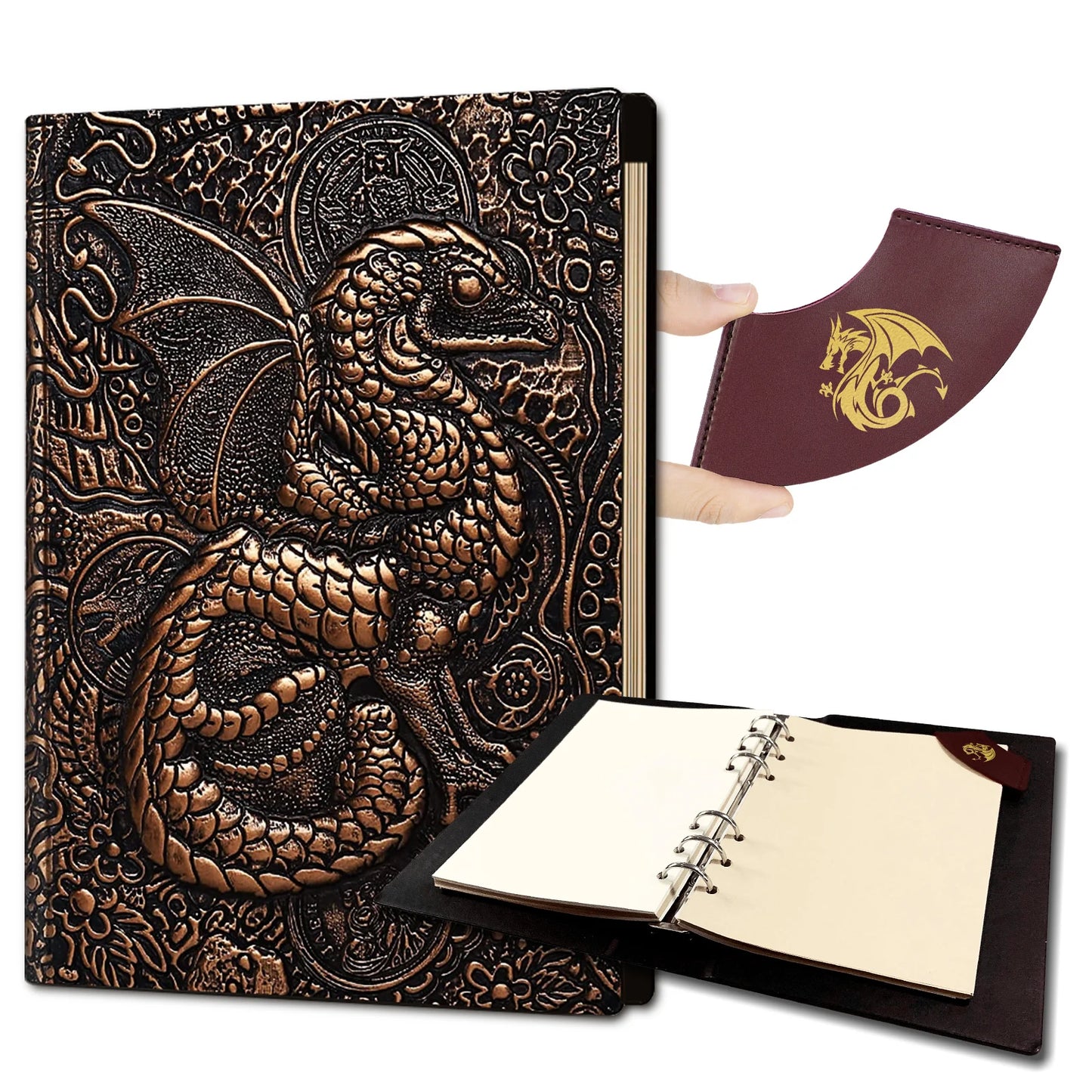DND Campaign Journal with 3D Dragons Leather Cover - Dungeons and Dragons D&D accessories D and D RPG Notebook GM & Player