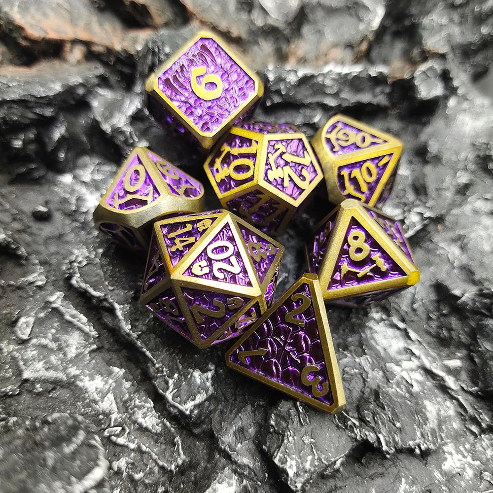 New Style 7 Pcs Galaxy Metal D&D Dice, Metal DND Dice, Polyhedral Metal Dice Set, for Role Playing Game Pathfinder