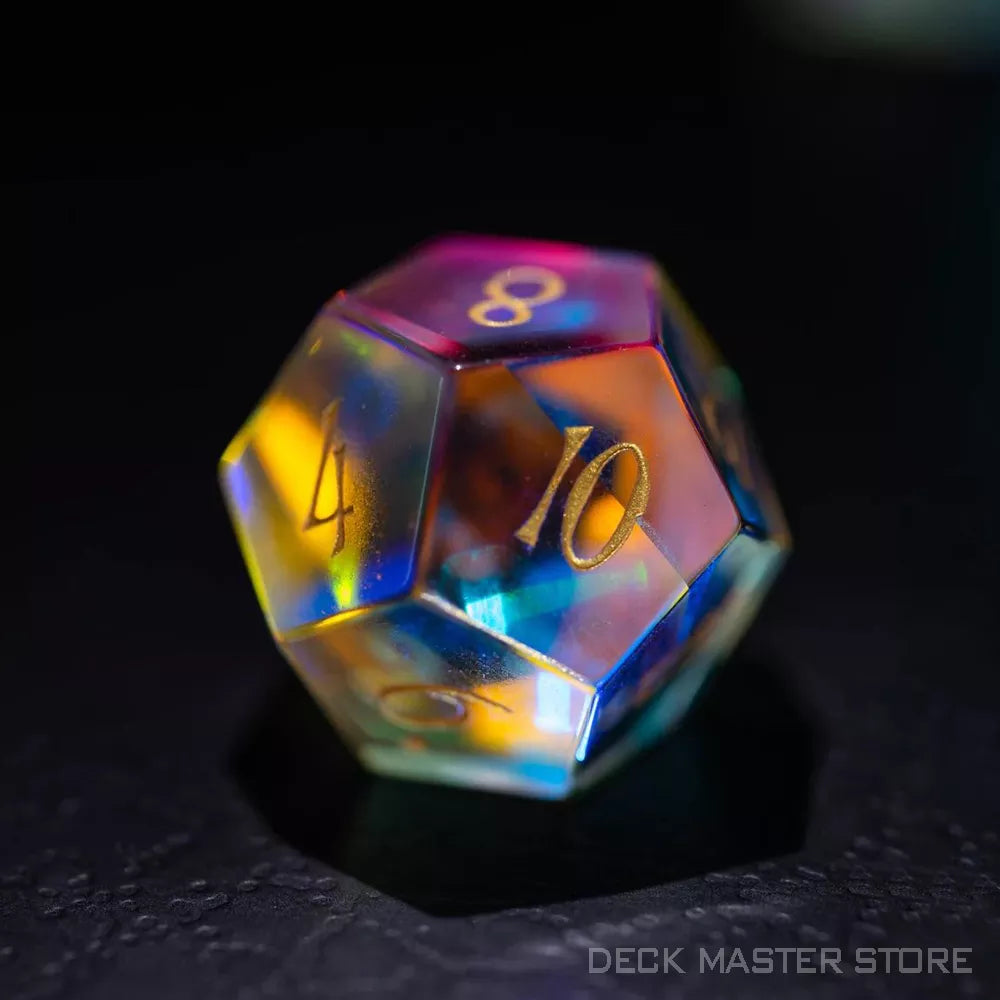 Dichroic Glass Polyhedral Dice Set Gemstone DnD Dice Set for Board Games Dungeons and Dragons, RPG Game DND Magic Game