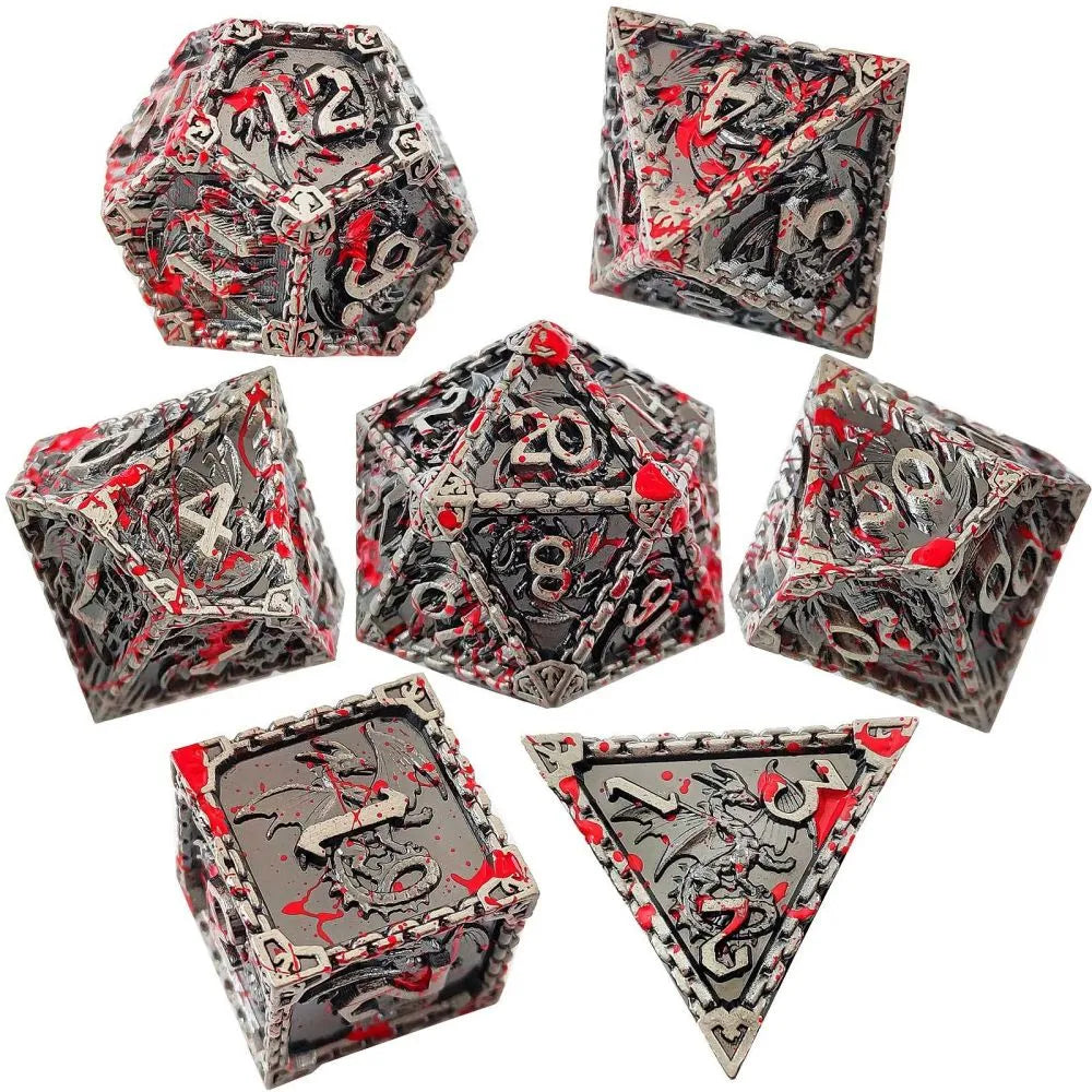 7pcs Dnd Dice Metal Dice For Dnd&Rpg  D&D Dice 7 PCs DND Dice Polyhedral Dice Set for Role Playing Game MTG Pathfinder D20 D6 D4