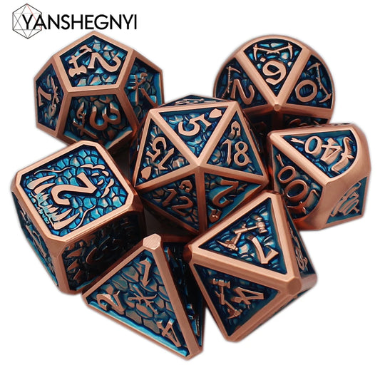 New Style 7 Pcs Galaxy Metal D&D Dice, Metal DND Dice, Polyhedral Metal Dice Set, for Role Playing Game Pathfinder